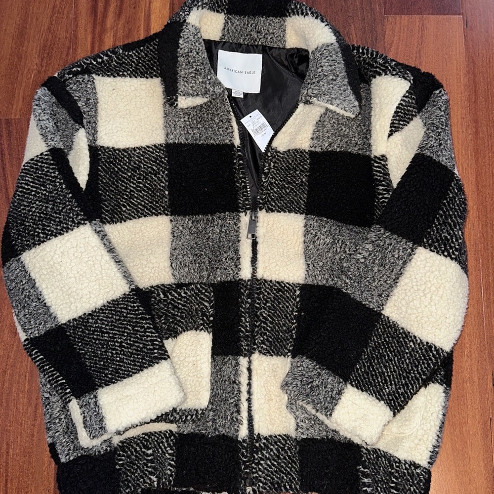 American Eagle Outfitters Black and Cream Jacket